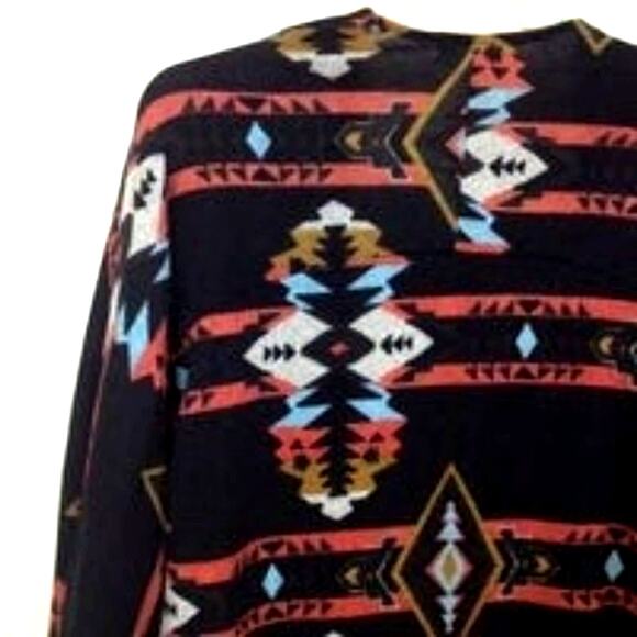 Painted Threads Open Front Black Orange Aztec Cardigan - Picture 7 of 12